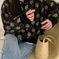 Floral Round Neck Long Sleeve Loose Sweater Cardigan