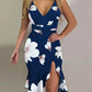 Low-cut Suspenders V-neck Ruffled Hip Wrap Dress
