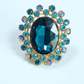 Full Diamond Crystal Glass Open Adjustable Ring