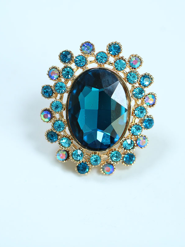 Full Diamond Crystal Glass Open Adjustable Ring