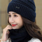 Winter Knitting Solid Color Keep Warm Scarf&Hat Two Pieces Set