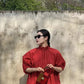 Vacation Loose Long Sleeve Red Dress