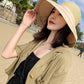 Contrast Colors Splicing Bow-Embellished Big Brim Fisherman Hat