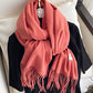 15 Colors Imitated Cashmere Solid Color Tasseled Scarf
