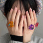 Double Layer Heart Zircon Ring