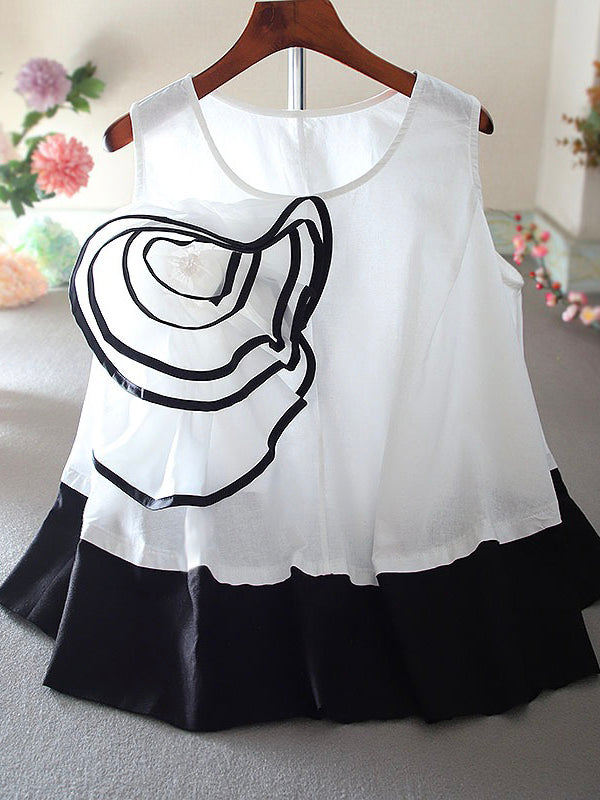 Loose Ruffle A-Line Sleeveless Shirt Blouse