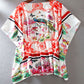 Loose Oversized Silk Short Sleeve Resort Shirt Top