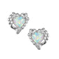 Heart Shape Synthetic Opal Necklace Stud Earrings Ring Ear Clip