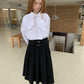 White Inspired Designer Bow Tie(Detachable) Top Shirt Blouse