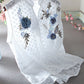 Fashion Embroidered Sleeveless V Neck Cotton Shirt Top