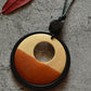 Geometric Circle Two-Color Wood Chip Long Necklace