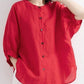 Retro Cotton Linen Lantern Sleeve Top Shirt