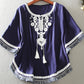 Fashion Loose Plus Size Cape Cape Embroidered Shirt Top