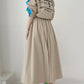 Personalized Print Color Contrast Short Coat + High Waist Pocket Large Swing Skirt Suit