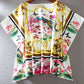 Loose Oversized Silk Short Sleeve Resort Shirt Top