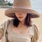 Contrast Colors Splicing Bow-Embellished Big Brim Fisherman Hat