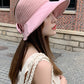 Stylish Solid Color Split-Joint Bow-Embellished Sun-Protection Large Wide Brim Knitted Hat