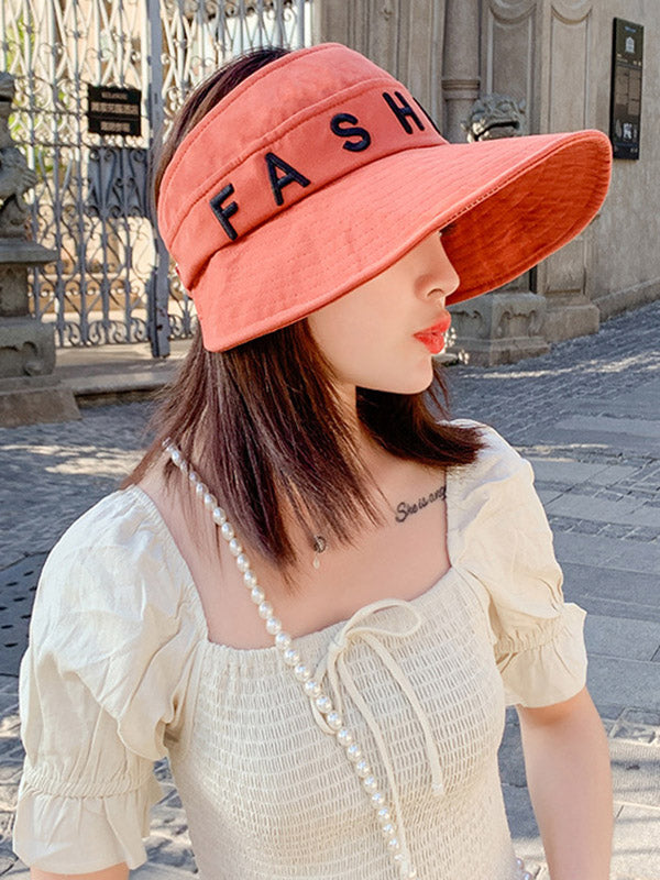 Leisure Letter Print Sun-Protection Empty Top Caps