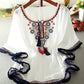 Loose Cape Dolman Sleeve Vintage Embroidered Floral Shirt Top