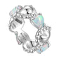 Heart Shape Synthetic Opal Necklace Stud Earrings Ring Ear Clip