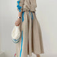 Personalized Print Color Contrast Short Coat + High Waist Pocket Large Swing Skirt Suit