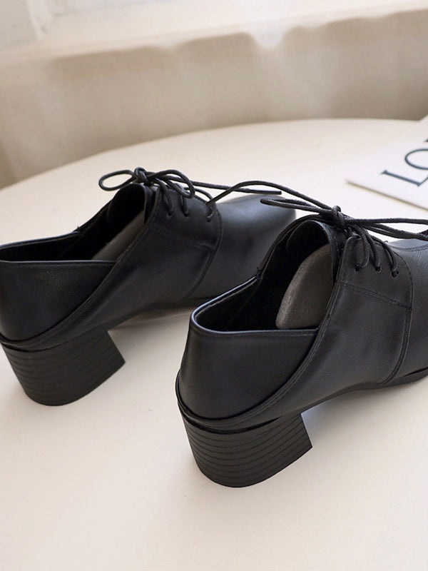 Retro Solid Color Chunky Heel PU High Heel Shoes