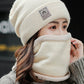 Casual Solid Color Keep Warm Knitted Scarf&Hat Two Pieces Set