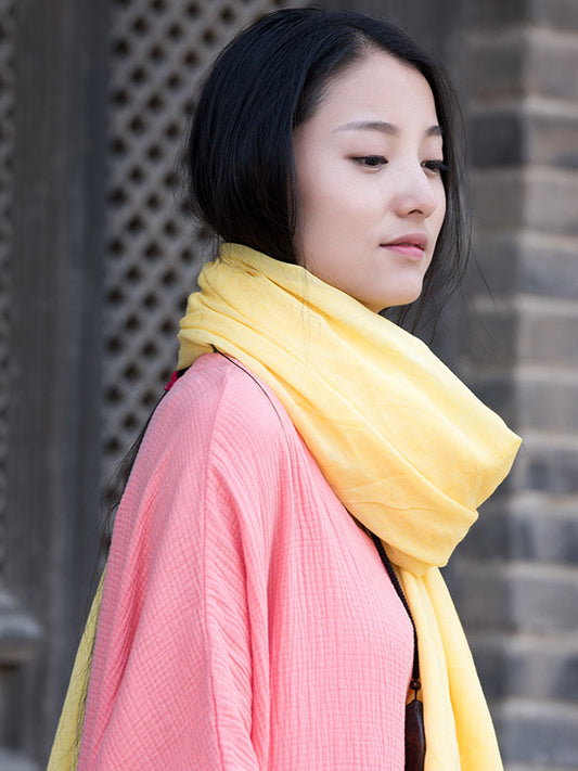 8 Colors Vintage Solid Color Ramie Cotton Shawl Scarf