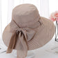 Original Bow-Embellished Sun-Protection Large Wide Brim Bucket Hat