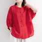 Retro Cotton Linen Lantern Sleeve Top Shirt