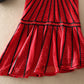 Red Plus Size High Quality Short Sleeve Mesh Embroidery Dress