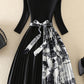 Urban Black Long Sleeve Knit Pleated Sweater Dress
