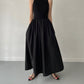 Elegant Round Neck Waist Slim Pleated Long Dress
