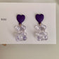 Girlish Candy Color See-Through Bear Earrings