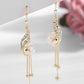 Vintage Pearl&Peacock Pattern Splicing Tassel Earrings