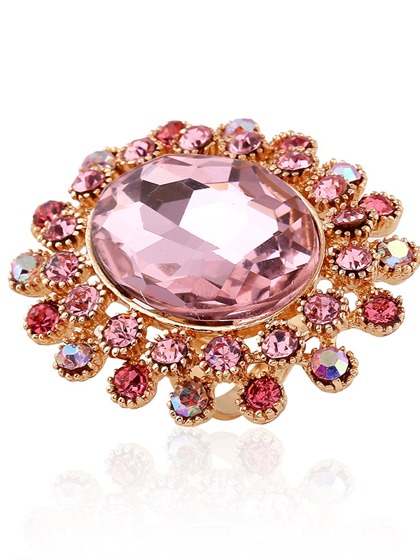Full Diamond Crystal Glass Open Adjustable Ring