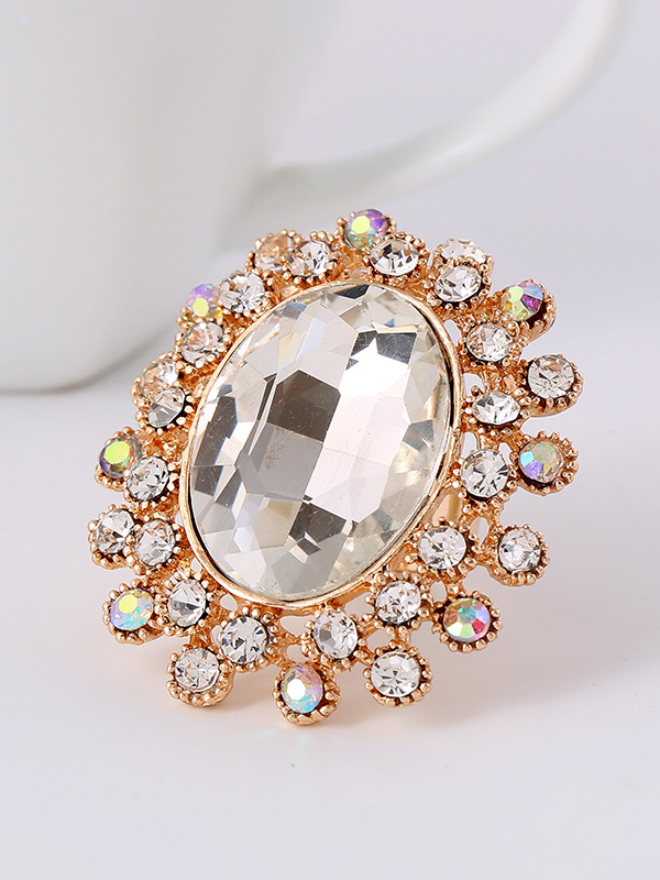 Full Diamond Crystal Glass Open Adjustable Ring