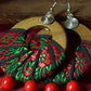 Vintage Wood Cloth Embroidered Earrings