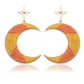 Split-color Crescent Knitting Earrings