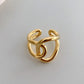 Simple Stylish Silver & Gold Irregular Ring