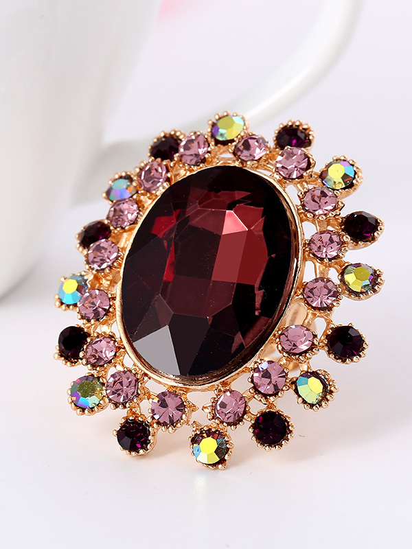 Full Diamond Crystal Glass Open Adjustable Ring