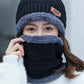 Simple Knitting Contrast Color Scarf&Hat Two Pieces Set