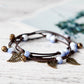 Original National Handmade 7 Colors Ceramic Bead Alloy Leaf Bracelet