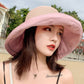 Contrast Colors Splicing Bow-Embellished Big Brim Fisherman Hat