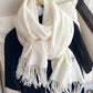 15 Colors Imitated Cashmere Solid Color Tasseled Scarf