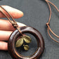 Vintage Handmade Wood Geometric Leaf Necklace