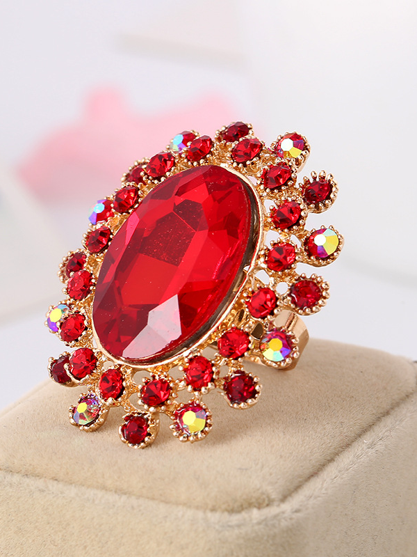 Full Diamond Crystal Glass Open Adjustable Ring