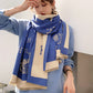 Printed Contrast Color Imitation Cashmere Shawl Scarf