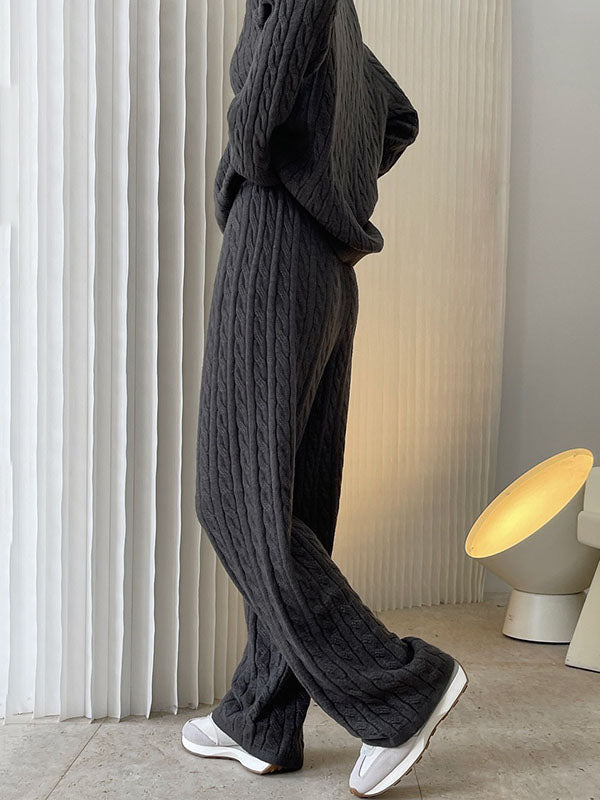 Original Creation Wide Leg Loose Jacquard Solid Color Casual Pants Bottoms