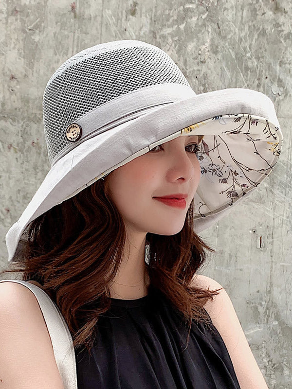 Floral Printed Sun Protection Splicing Pot Hat